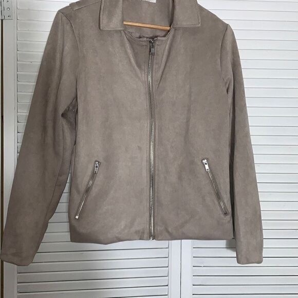 Maurice’s Faux Suede Beige Zip Up Jacket Size Large - Picture 6 of 15